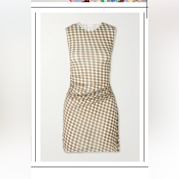 Acne Studios Dresses & Skirts - ISO - Etwina Ruched Gingham Stretch-Knit Mini Dress